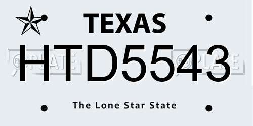 HTD5543 Texas License Plate