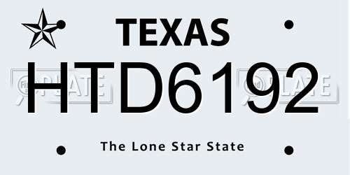 HTD6192 Texas License Plate