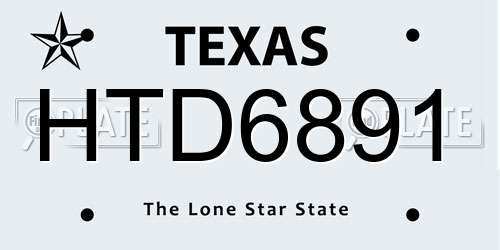HTD6891 Texas License Plate