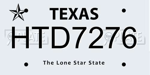 HTD7276 Texas License Plate