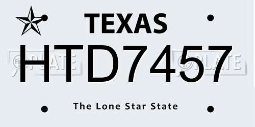 HTD7457 Texas License Plate