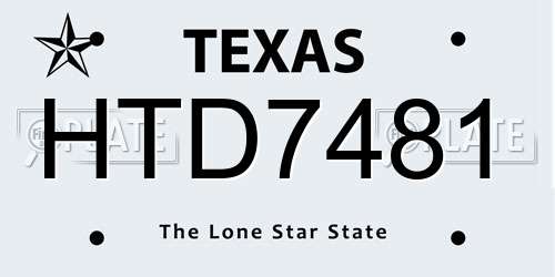 HTD7481 Texas License Plate