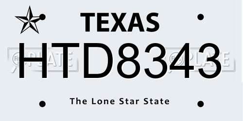 HTD8343 Texas License Plate