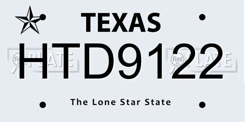 HTD9122 Texas License Plate