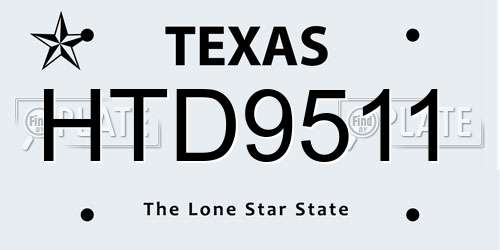 HTD9511 Texas License Plate
