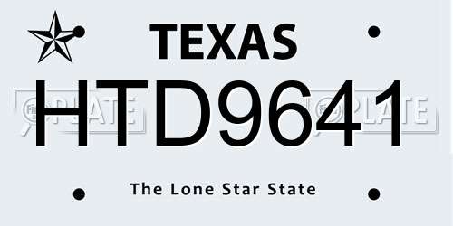 HTD9641 Texas License Plate