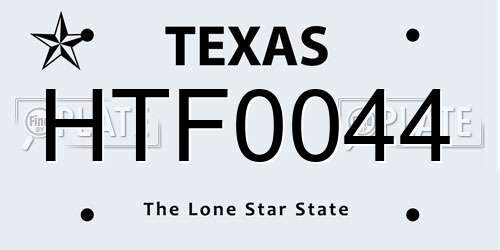 HTF0044 Texas License Plate