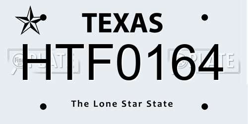 HTF0164 Texas License Plate