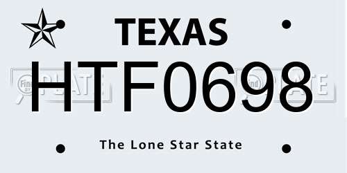 HTF0698 Texas License Plate