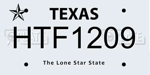 HTF1209 Texas License Plate