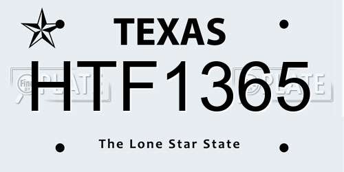 HTF1365 Texas License Plate