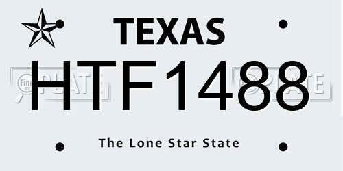 HTF1488 Texas License Plate