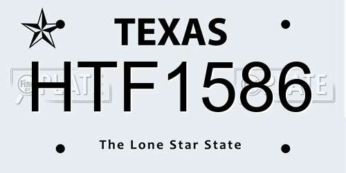 HTF1586 Texas License Plate