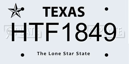 HTF1849 Texas License Plate