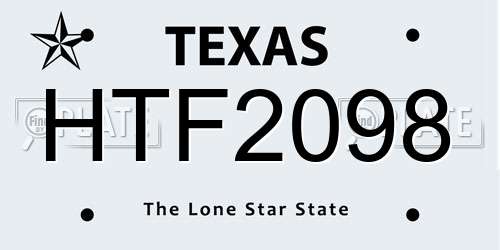 HTF2098 Texas License Plate