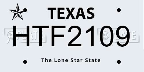 HTF2109 Texas License Plate