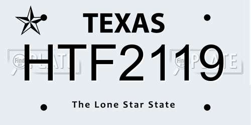 HTF2119 Texas License Plate