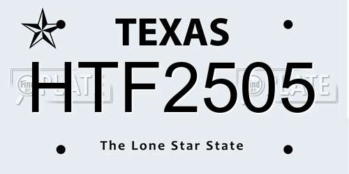 HTF2505 Texas License Plate