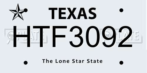 HTF3092 Texas License Plate