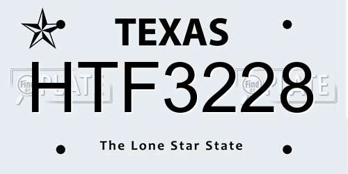 HTF3228 Texas License Plate