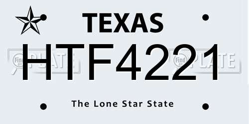 HTF4221 Texas License Plate