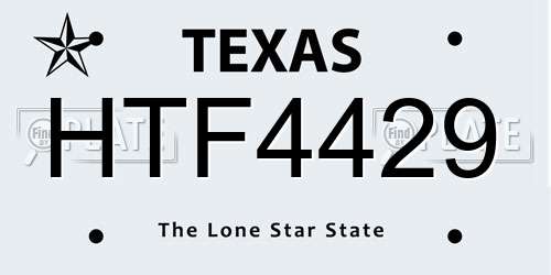 HTF4429 Texas License Plate