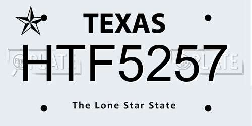 HTF5257 Texas License Plate
