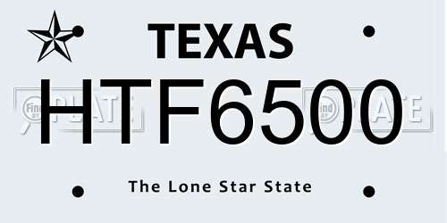 HTF6500 Texas License Plate
