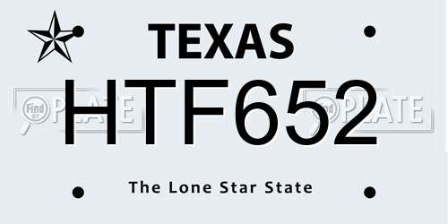 HTF652 Texas License Plate