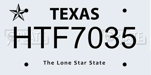 HTF7035 Texas License Plate