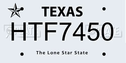 HTF7450 Texas License Plate