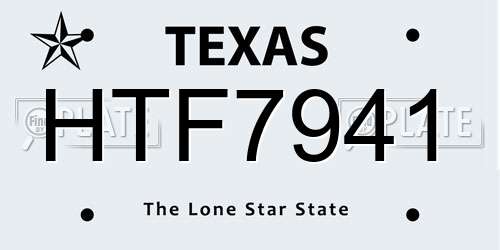 HTF7941 Texas License Plate
