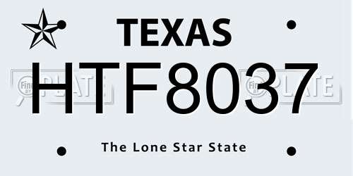 HTF8037 Texas License Plate