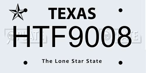 HTF9008 Texas License Plate