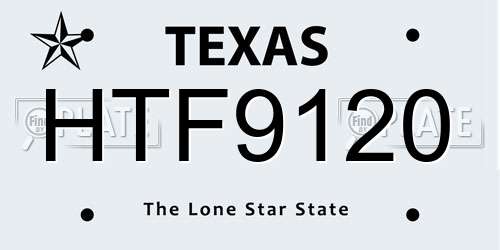 HTF9120 Texas License Plate
