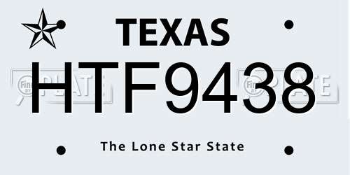 HTF9438 Texas License Plate