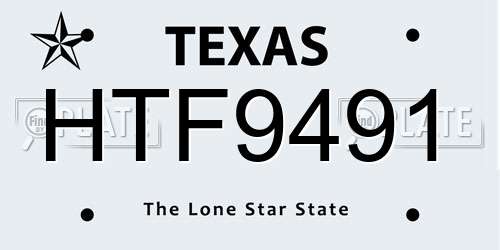 HTF9491 Texas License Plate