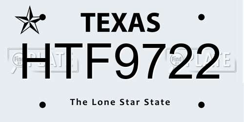 HTF9722 Texas License Plate