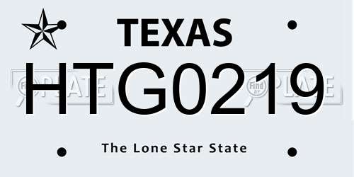 HTG0219 Texas License Plate