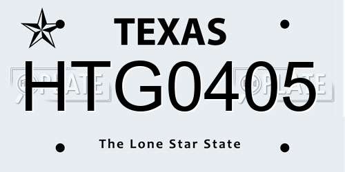 HTG0405 Texas License Plate