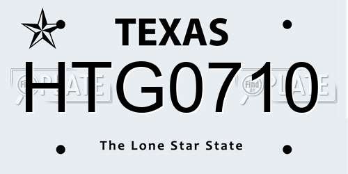 HTG0710 Texas License Plate