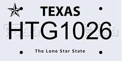 HTG1026 Texas License Plate
