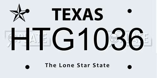 HTG1036 Texas License Plate