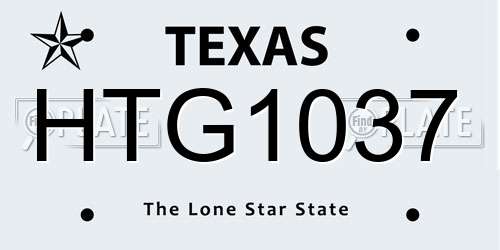 HTG1037 Texas License Plate