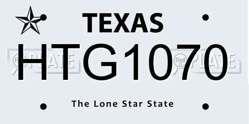 HTG1070 Texas License Plate