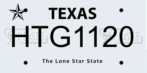 HTG1120 Texas License Plate
