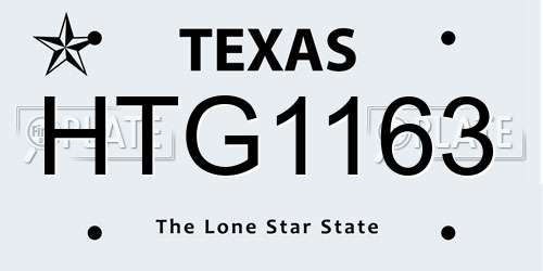 HTG1163 Texas License Plate