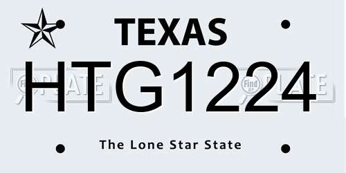 HTG1224 Texas License Plate