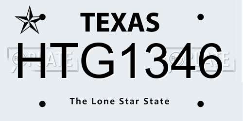 HTG1346 Texas License Plate