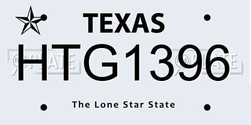 HTG1396 Texas License Plate